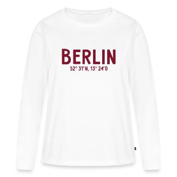 Coordonnées Berlin - Berlin Bear - T-shirt manches longues Premium bio Femme - blanc - Devant - Julia (174cm)