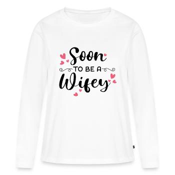 Bientôt une épouse - T-shirt manches longues Premium bio Femme - blanc - Devant - Julia (174cm)