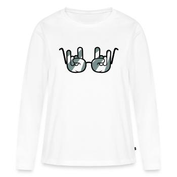 Lunettes de soleil métal rock graffiti cornes geste de la main - T-shirt manches longues Premium bio Femme - blanc - Devant - Julia (174cm)