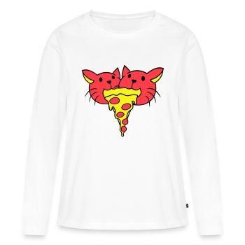2 Chats Nourriture Salami Pizza Restauration rapide Hunger Team - T-shirt manches longues Premium bio Femme - blanc - Devant - Julia (174cm)