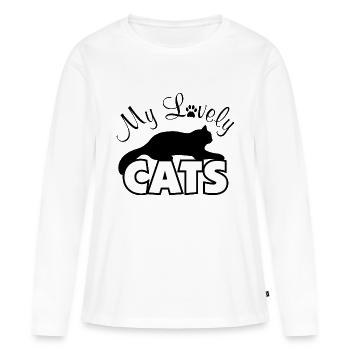 Mes adorables chats - T-shirt manches longues Premium bio Femme - blanc - Devant - Julia (174cm)