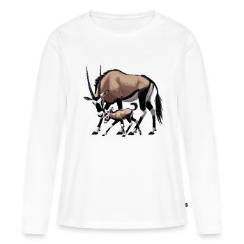 Antilope oryx avec jeune - T-shirt manches longues Premium bio Femme - blanc - Devant - Julia (174cm)