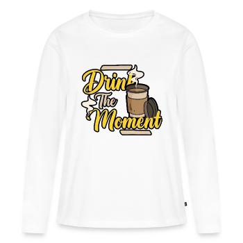 Pause café - T-shirt manches longues Premium bio Femme - blanc - Devant - Julia (174cm)