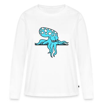 Octopus Behind Wall Fence Sign Bag Looks Evil - Women's Premium Organic Long Sleeve Shirt - white - Front - Julia (174cm)