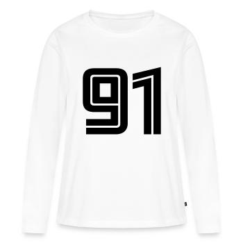 91 - Frauen Premium Bio Langarmshirt - Weiß - Vorne - Julia (174cm)