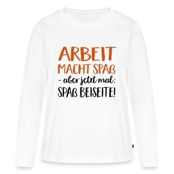 Arbeit - Frauen Premium Bio Langarmshirt - Weiß - Vorne - Julia (174cm)