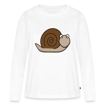 Snail brun - T-shirt manches longues Premium bio Femme - blanc - Devant - Julia (174cm)