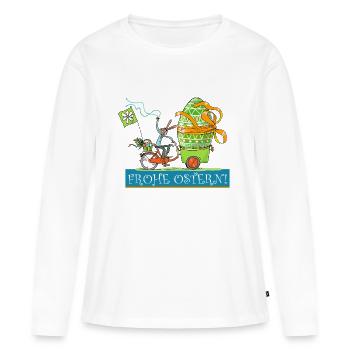 Frohe Ostern - Frauen Premium Bio Langarmshirt - Weiß - Vorne - Julia (174cm)