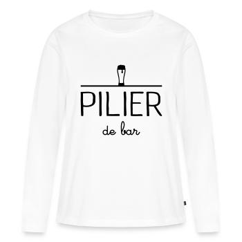 Pilier de bar - T-shirt manches longues Premium bio Femme - blanc - Devant - Julia (174cm)
