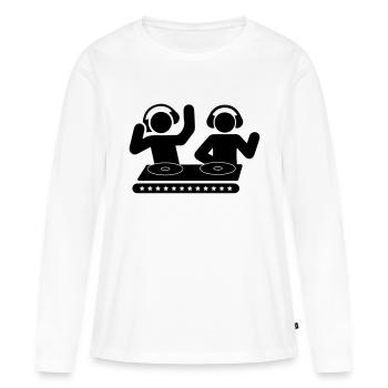 Double DJ - T-shirt manches longues Premium bio Femme - blanc - Devant - Julia (174cm)