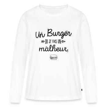 Un burger ou je fais un malheur - T-shirt manches longues Premium bio Femme - blanc - Devant - Julia (174cm)