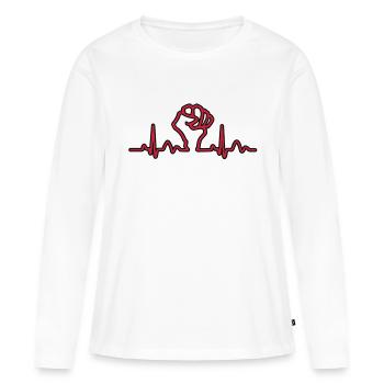 Lignes de coeur électrocardiogramme Fist pouls - T-shirt manches longues Premium bio Femme - blanc - Devant - Julia (174cm)