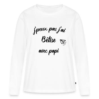 Ich habe keine Dummheit mit Papi - Frauen Premium Bio Langarmshirt - Weiß - Vorne - Julia (174cm)
