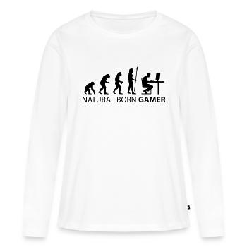 evolution_born_gamer1 - T-shirt manches longues Premium bio Femme - blanc - Devant - Julia (174cm)