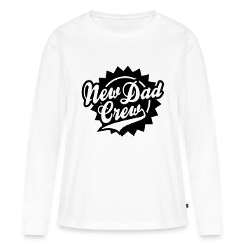 Nouveau papa Crew Shield design - T-shirt manches longues Premium bio Femme - blanc - Devant - Julia (174cm)