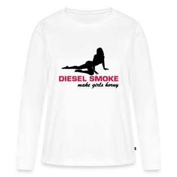 DIESEL SMOKE MAKE HORNY - T-shirt manches longues Premium bio Femme - blanc - Devant - Julia (174cm)