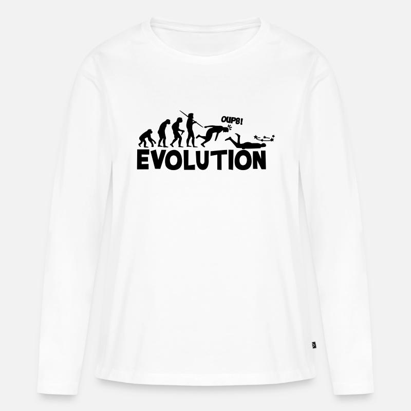 Evolution Humor - Frauen Premium Bio Langarmshirt - Weiß
