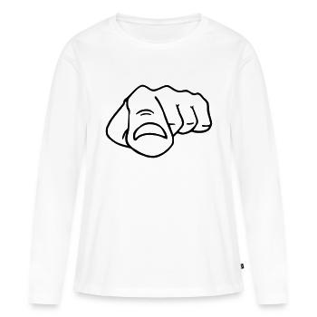 hinweis finger - Frauen Premium Bio Langarmshirt - Weiß - Vorne - Julia (174cm)