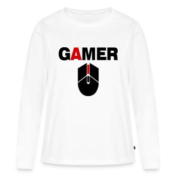 Gamer Mouse PC Gaming - T-shirt manches longues Premium bio Femme - blanc - Devant - Julia (174cm)