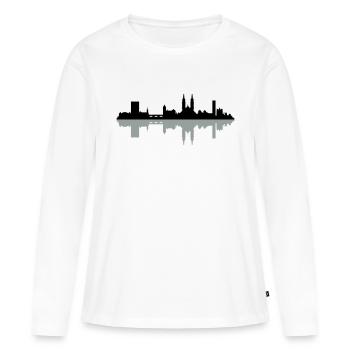 Skyline Basel - Frauen Premium Bio Langarmshirt - Weiß - Vorne - Julia (174cm)