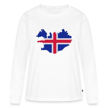 Islande - T-shirt manches longues Premium bio Femme - blanc - Devant - Julia (174cm)