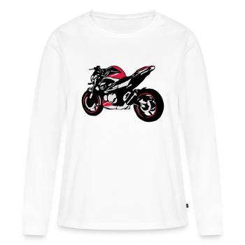 Nu moto Bike - T-shirt manches longues Premium bio Femme - blanc - Devant - Julia (174cm)