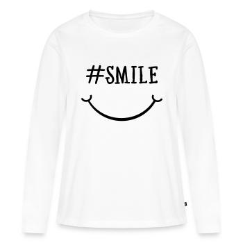 Smile Hashtag - T-shirt manches longues Premium bio Femme - blanc - Devant - Julia (174cm)