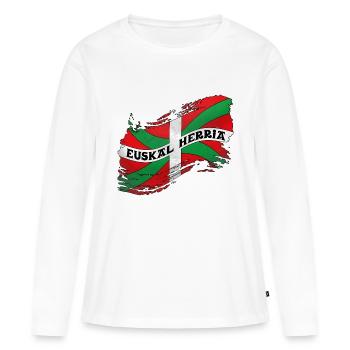 Drapeau Basque - T-shirt manches longues Premium bio Femme - blanc - Devant - Julia (174cm)