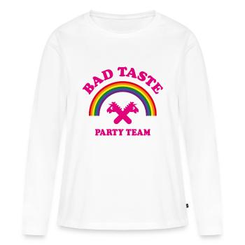 Bad Taste Party Team (Einhorn, Regenbogen, Cooper) - Frauen Premium Bio Langarmshirt - Weiß - Vorne - Julia (174cm)