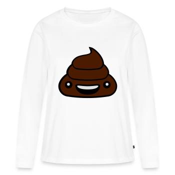 douce petite mignonne kot Kacka merde tas rire pet - T-shirt manches longues Premium bio Femme - blanc - Devant - Julia (174cm)