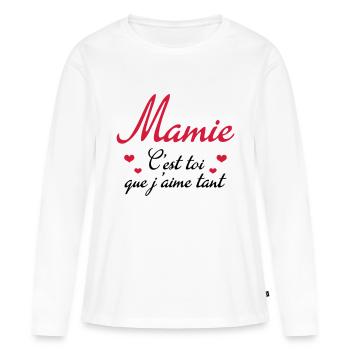 Mamie - Mamy - Grand Mère - Enfant - Bébé - Women's Premium Organic Long Sleeve Shirt - white - Front - Julia (174cm)