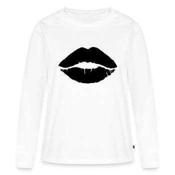 Kiss - T-shirt manches longues Premium bio Femme - blanc - Devant - Julia (174cm)