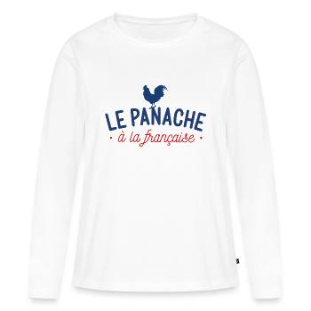 Le panache à la française - T-shirt manches longues Premium bio Femme - blanc - Devant - Julia (174cm)