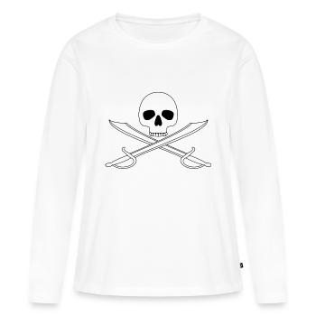 Drapeau pirate Jolly Roger - T-shirt manches longues Premium bio Femme - blanc - Devant - Julia (174cm)
