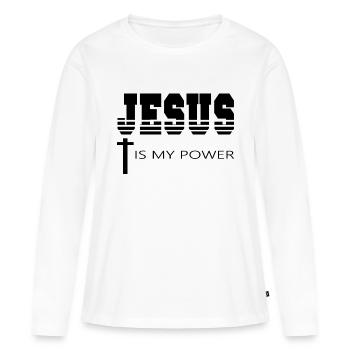 Jésus-Christ Dieu Dieu - T-shirt manches longues Premium bio Femme - blanc - Devant - Julia (174cm)