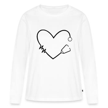 Stéthoscope médecine soins électrocardiogramme coeur - T-shirt manches longues Premium bio Femme - blanc - Devant - Julia (174cm)