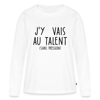 j'y vais au talent - T-shirt manches longues Premium bio Femme - blanc - Devant - Julia (174cm)