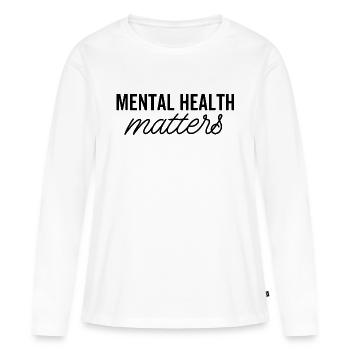 Questions de santé mentale - T-shirt manches longues Premium bio Femme - blanc - Devant - Julia (174cm)