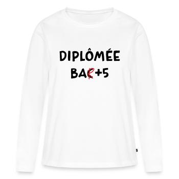 Diplômée Bar +5 - T-shirt manches longues Premium bio Femme - blanc - Devant - Julia (174cm)