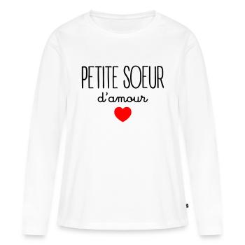 Petite Soeur D'Amour - T-shirt manches longues Premium bio Femme - blanc - Devant - Julia (174cm)