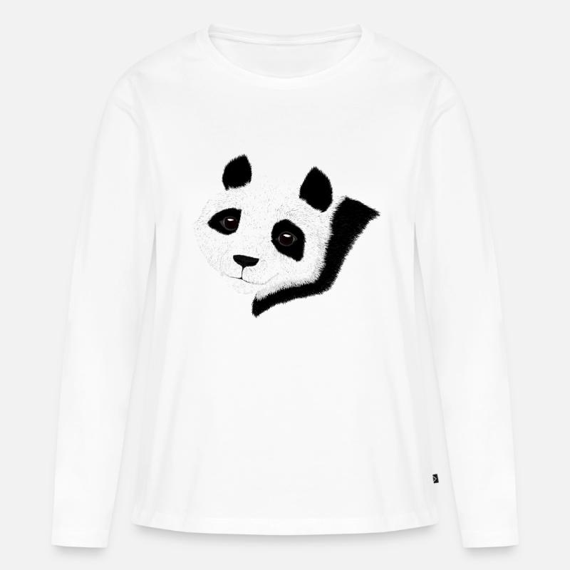 Süßer Panda - Frauen Premium Bio Langarmshirt - Weiß