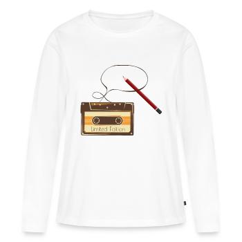 Cassette - T-shirt manches longues Premium bio Femme - blanc - Devant - Julia (174cm)