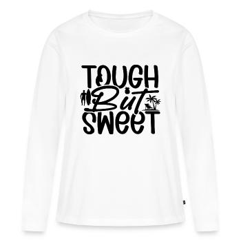 Dur mais doux - T-shirt manches longues Premium bio Femme - blanc - Devant - Julia (174cm)