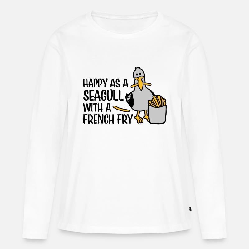 Happy as a Seagull - Frauen Premium Bio Langarmshirt - Weiß