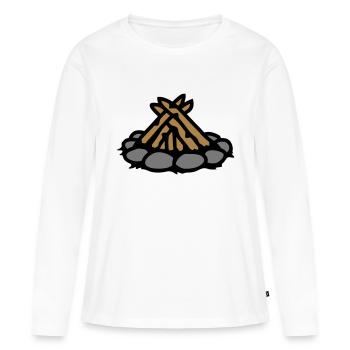 Feu de camp sans feu Camping - T-shirt manches longues Premium bio Femme - blanc - Devant - Julia (174cm)