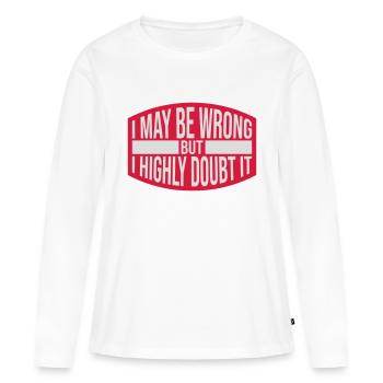 Je peux me tromper - T-shirt manches longues Premium bio Femme - blanc - Devant - Julia (174cm)