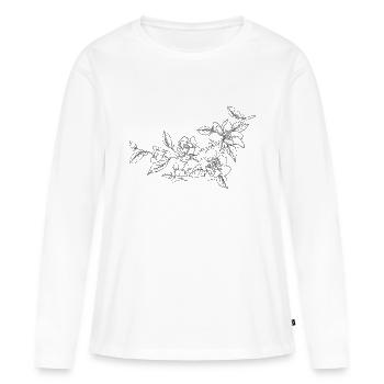 Magnolia, botanische Handzeichnung, Blume - Frauen Premium Bio Langarmshirt - Weiß - Vorne - Julia (174cm)