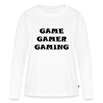 Jeu PC de jeu - T-shirt manches longues Premium bio Femme - blanc - Devant - Julia (174cm)