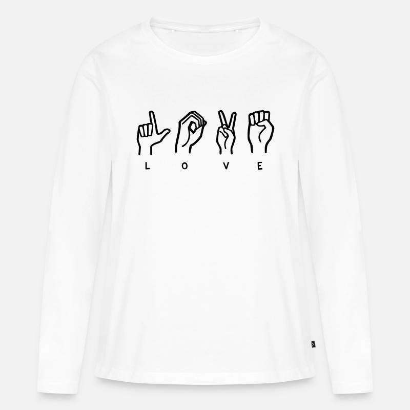 LIEBE Gebärdensprache - Frauen Premium Bio Langarmshirt - Weiß