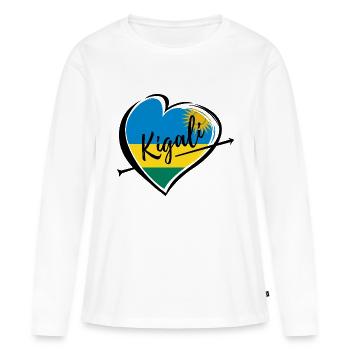 Kigali Herz Hauptstadt Ruanda Flagge Geschenk - Frauen Premium Bio Langarmshirt - Weiß - Vorne - Julia (174cm)